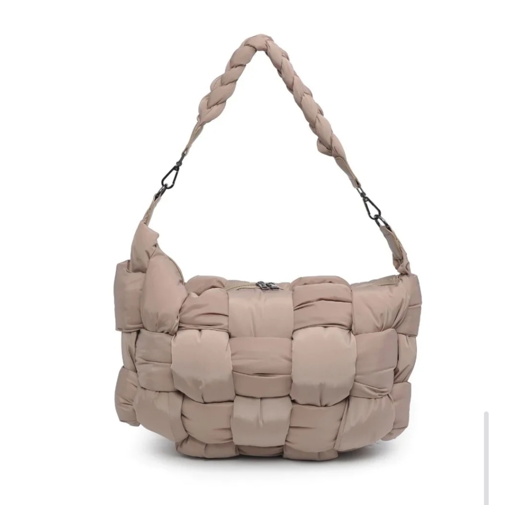 Sol and Selene Khaki Sixth Sense Medium Woven Nylon Shoulder Bag NWT
